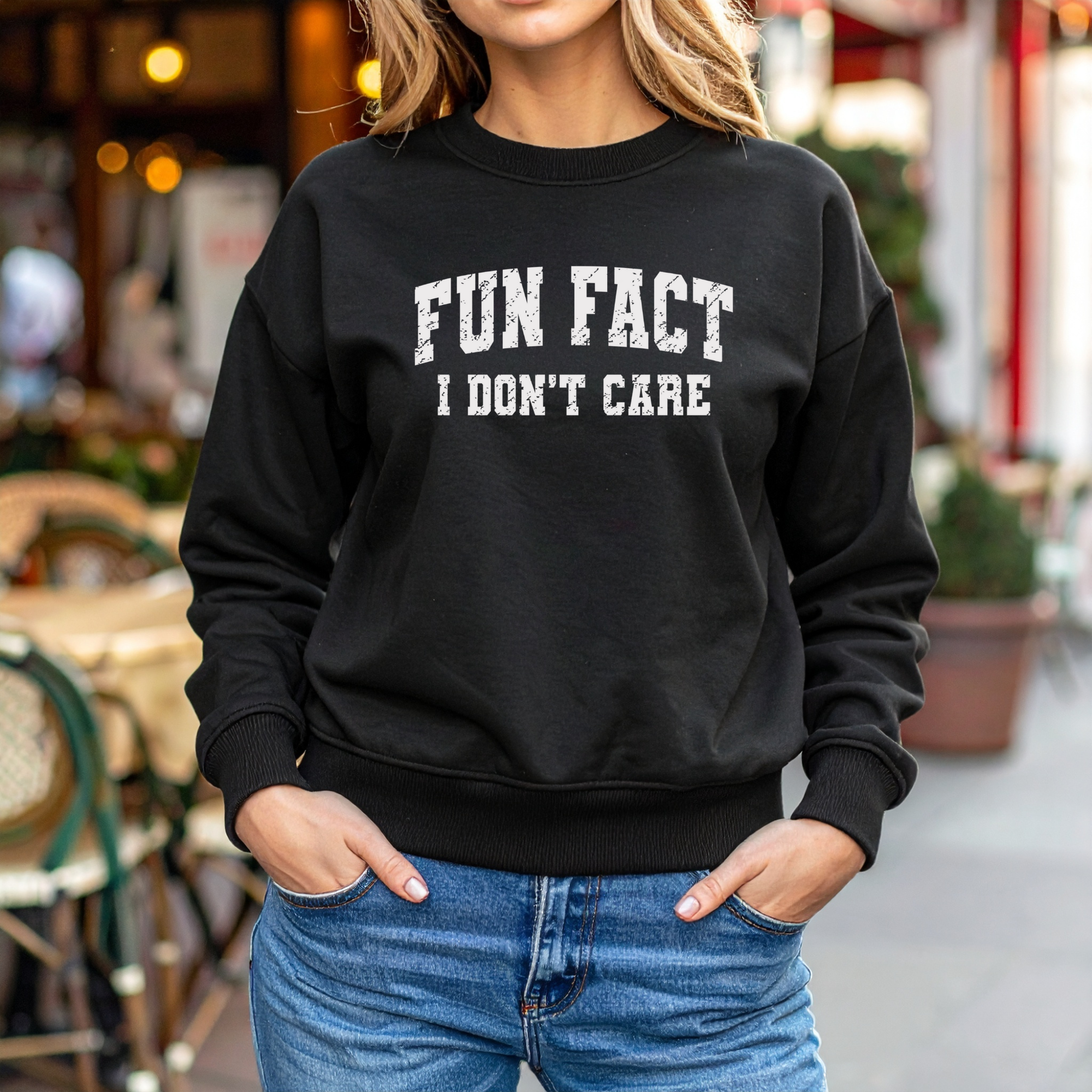 'Fun Fact I Don't Care' Sassy Statement, Crewneck Sweatshirt