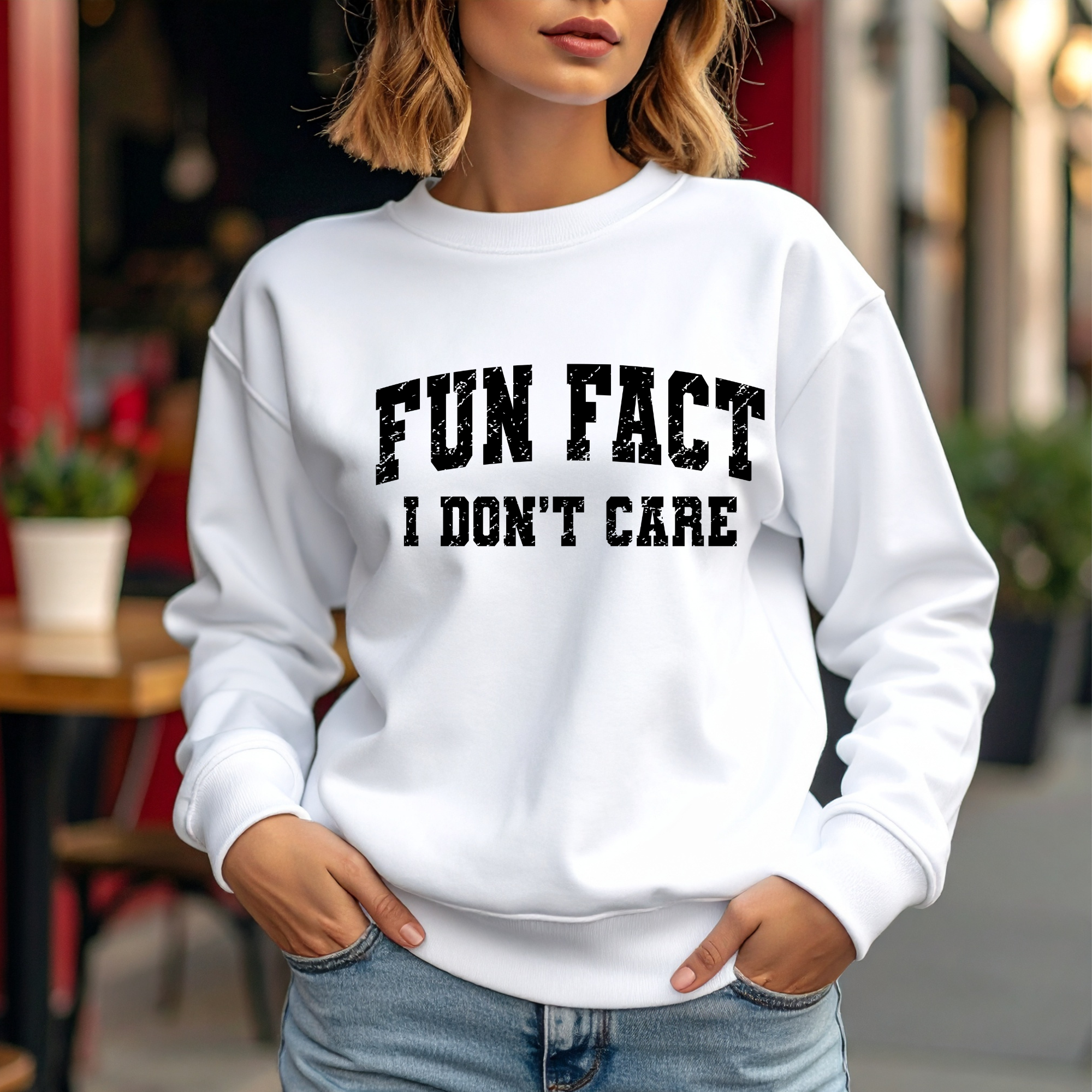 'Fun Fact I Don't Care' Sassy Statement, Crewneck Sweatshirt